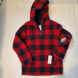 Girls Sherpa Red and Navy Hoodie Size L (12/14) Cat and Jack